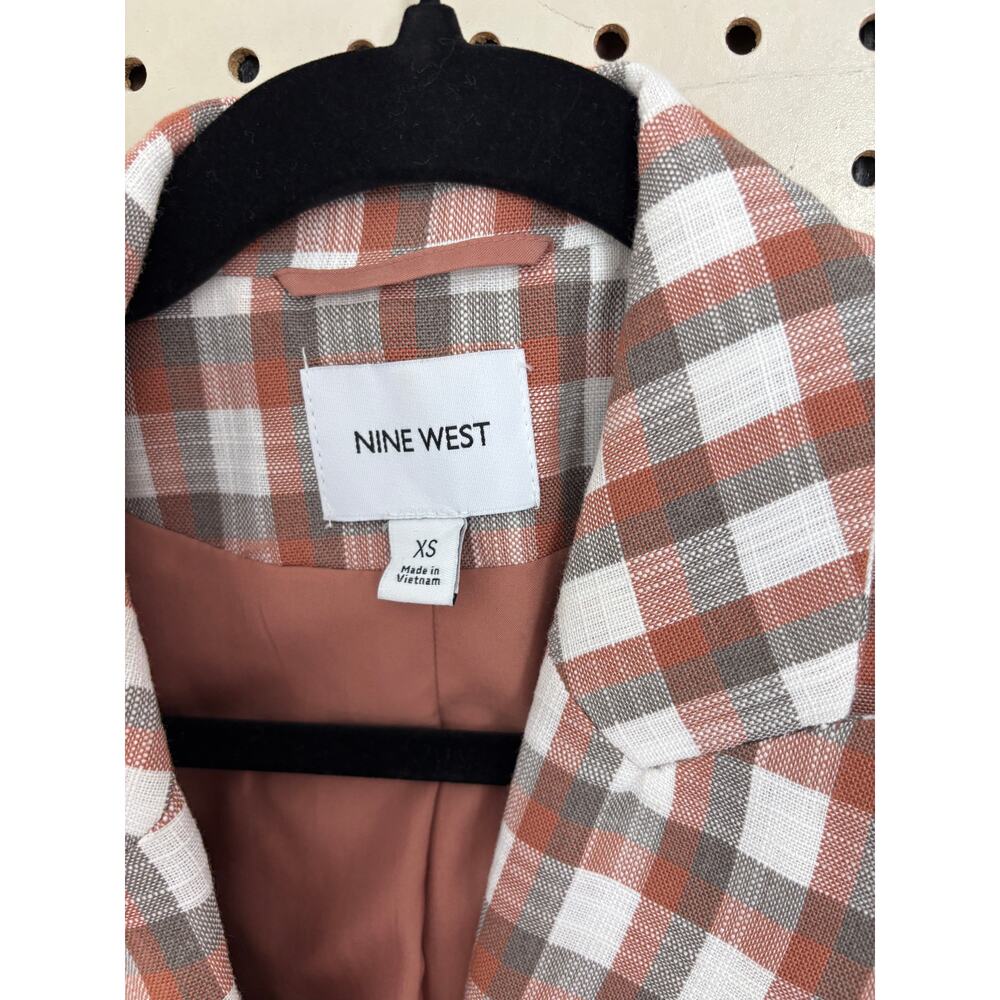 Nine West Checkered Brown Plaid Blazer Espresso Officewear XS — Double-Breasted - Picture 4 of 7